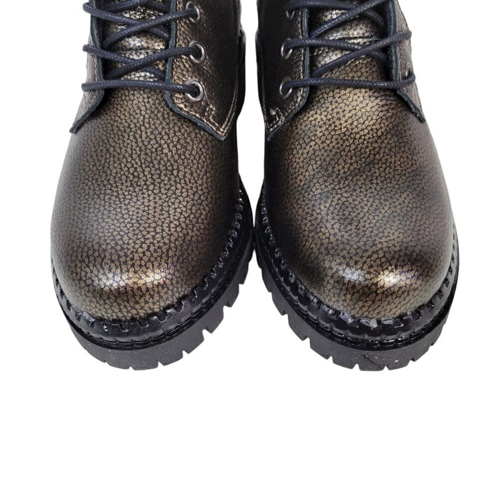 Metallic Leather Combat Boots Black Women Size EU 36 US 6 - Picture 9 of 16